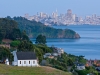 Old St. Hillary's Church, Tiburon, with Angel Island, Alcatraz and and San Francisco in Background